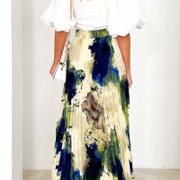 Дамска плисирана пола с щампа с А-силует, 2цвята, снимка 16 - Поли - 44016030