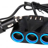 Тройник разклонител адаптер за запалка на автомобил 12V-24V USB зарядно за телефон в кола навигация , снимка 17 - Аксесоари и консумативи - 35166371