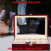 Дървена кутия за съхранение на 12 часовника , снимка 5 - Подаръци за мъже - 28397542