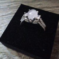 Лукс сребърен пръстен с розов кварц и циркони-3, снимка 7 - Пръстени - 28995124