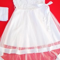 Бяла рокличка+чорапогащник, снимка 6 - Детски рокли и поли - 43943855