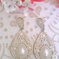 🆕 НОВИ Бели перлени обеци с винтчета, снимка 2 - Обеци - 39952511