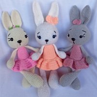 Плетени играчки - зайчета , жабка, снимка 4 - Плюшени играчки - 37509298