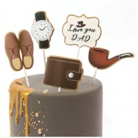  Лила Портфейл часовник обувка I love you Dad сет топери клечки торта украса парти Рожден Ден, снимка 1 - Други - 32879748