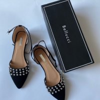 Черни обувки със сребърни капси, снимка 2 - Дамски ежедневни обувки - 38043142