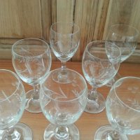 Ретро стъклени чаши гравирани , снимка 4 - Антикварни и старинни предмети - 33126866