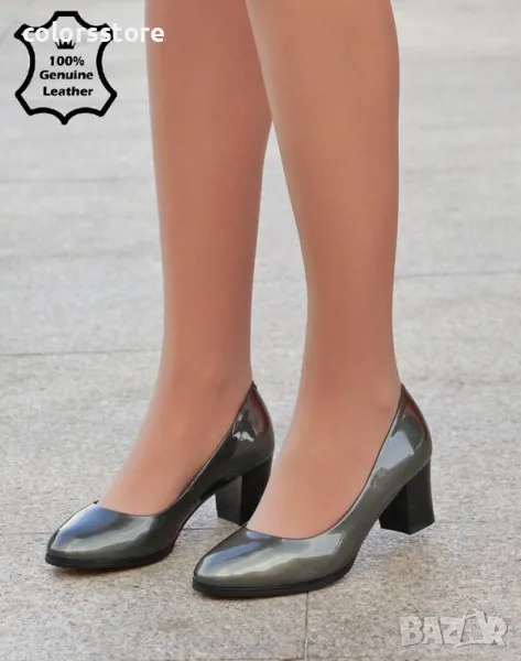 Обувки на ток - сив ЕСТЕСТВЕН лак - 17264Z-1-3K, снимка 1