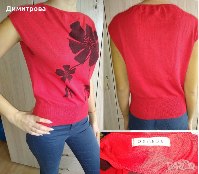 Червена блуза с цветя, снимка 1