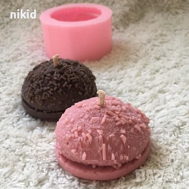 3d Бургер макарон топка кексче мъфин силиконов молд форма десерт за направа на свещ сапун гипс , снимка 1