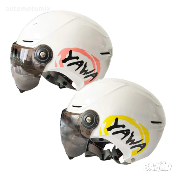 Каска за мотор,СКУТЕР с визьор, Бял Гланц - 721110, снимка 1