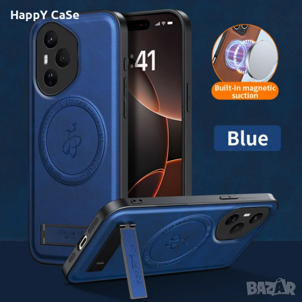 Honor 400 400 Pro / LEATHER MAGSAFE Кожен кейс гръб калъф със стойка, снимка 1