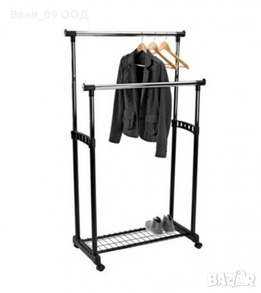 Подвижна закачалка за дрехи с етажерка за обувки, снимка 1