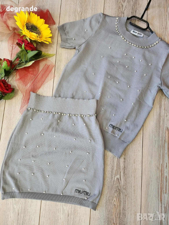 Дамски комплект MiuMiu с камъчета и Перлички , снимка 1