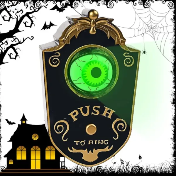  звънец хелуин за очна ябълка, страшен звънец за очна ябълка, анимиран звънец за очна ябълка с призр, снимка 1