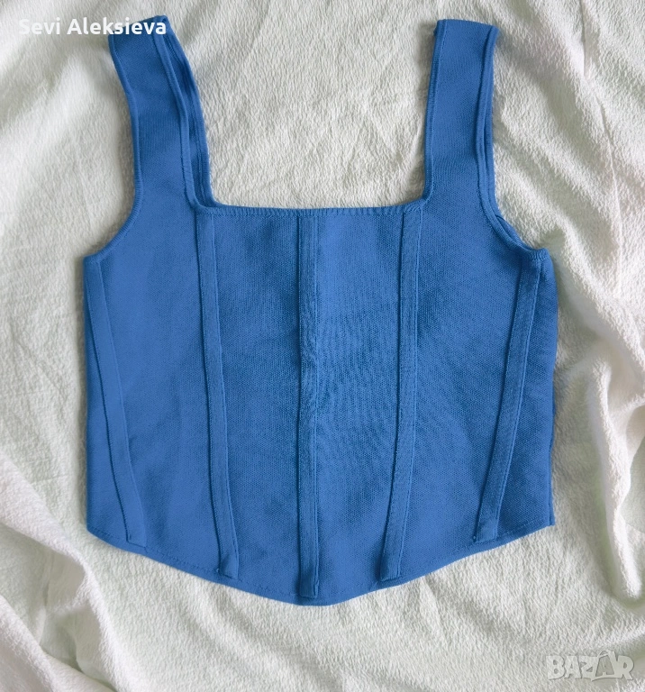 Дамски син корсет / топ – размер S (без етикет), снимка 1