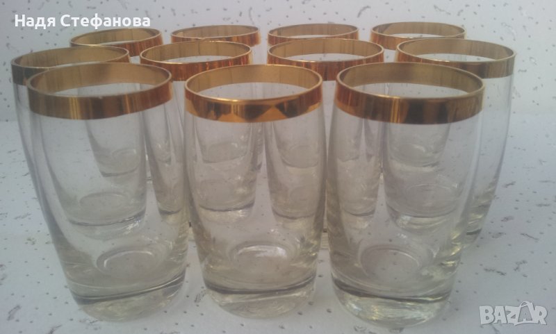 Ретро ракиени чашки със златен кант 11 бр, снимка 1