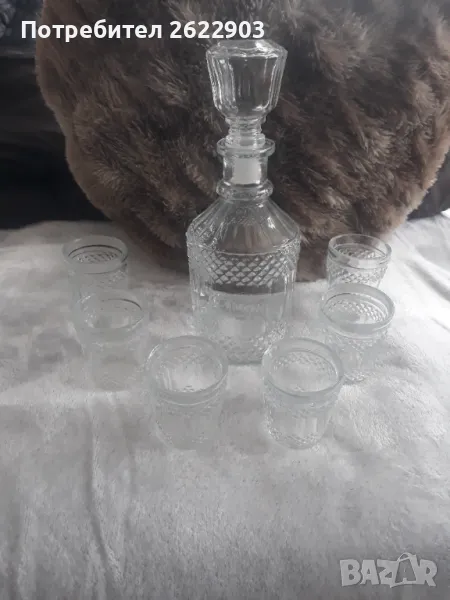 Стъклена гарафа + 6 бр чаши, снимка 1
