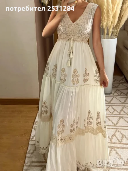 Нова Бохо рокля , Винтидж дълга рокля с дантела, снимка 1