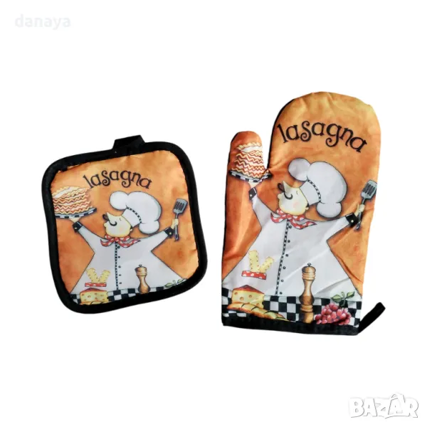 5650 Комплект кухненска ръкавица и ръкохватка Готвачи, снимка 1