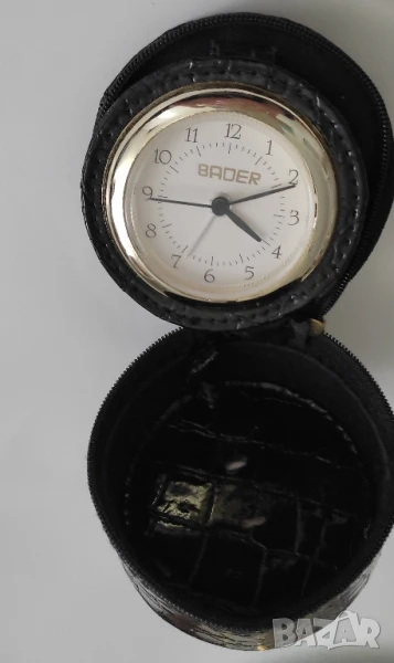 Ретро пътнически будилник " BADER"* Будилник в калъф* Работи , снимка 1