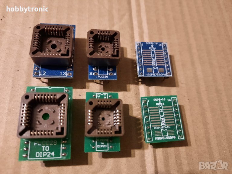 Преходници PLCC20, PLCC28 и SOP8-16 за програматор , снимка 1