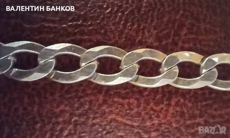 Масивна сребърна гривна плетка тип ''Панцер'' (Кубинска плетка), снимка 1