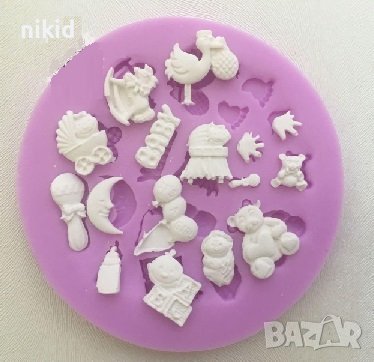 Голям микс бебешки дребни фигурки силиконов молд форма фондан украса декор, снимка 1