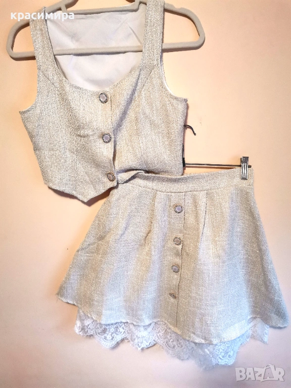 Комплект пола и елек с френска дантела , снимка 1