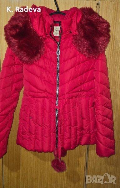 Зимно късо червено яке, снимка 1