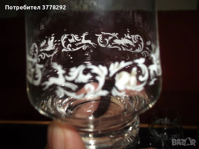 Чаши от Германия - Рисувано стъкло - 9 бр , снимка 1