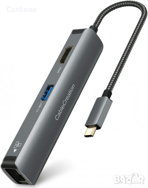 USB C хъб 6 в 1 CableCreation с 4K HDMI, Ethernet Gigabit порт, 3хUSB 3.0, снимка 1