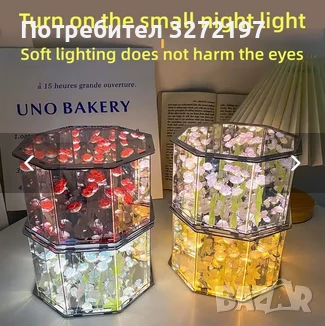 Ръчно изработена 3-Д LED нощна лампа с Рози,Направи си сам домашен декор, снимка 1