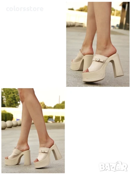 Чехли на ток - бежова кожа - LKR50 , снимка 1