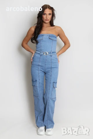 Дамски дълъг дънков гащеризон, снимка 2 - Гащеризони - 50991789