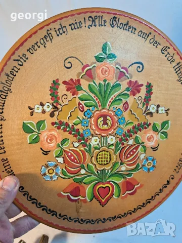декоративна немска изрисувана дървена чиния за стена   4/4, снимка 2 - Декорация за дома - 49042388