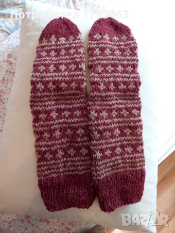 Ръчно плетени мъжки чорапи от вълна, размер 43, снимка 2 - Мъжки чорапи - 43031439