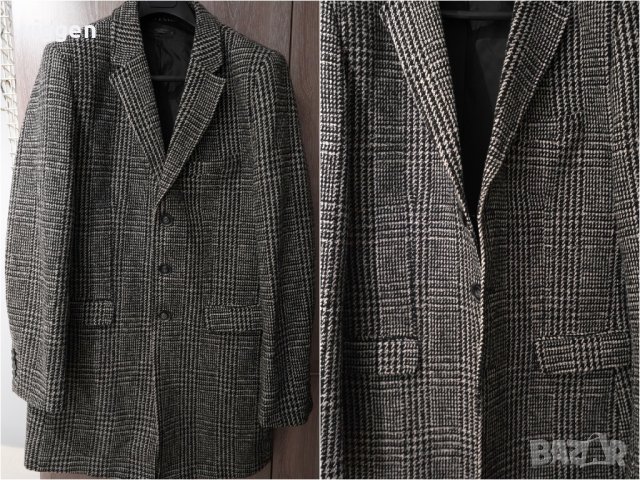 Италианско мъжко елегантно палто. Ново. Размер XL. Цвят черно-сив. Модерна кройка Calliope, снимка 1 - Палта - 43171898