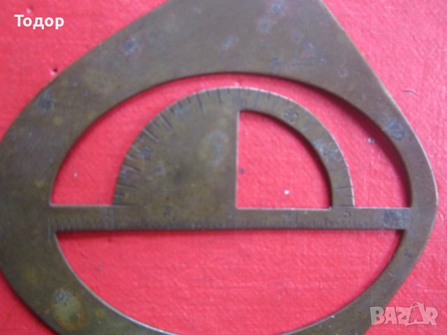 Старинен бронзов транспортир линия, снимка 2 - Колекции - 36589631