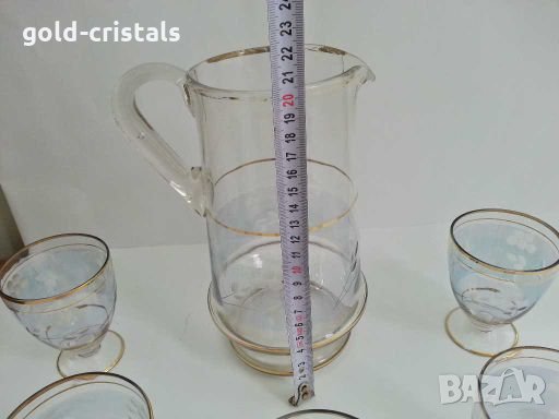 Ретро стъклени  кана и чашки , снимка 2 - Антикварни и старинни предмети - 28621414