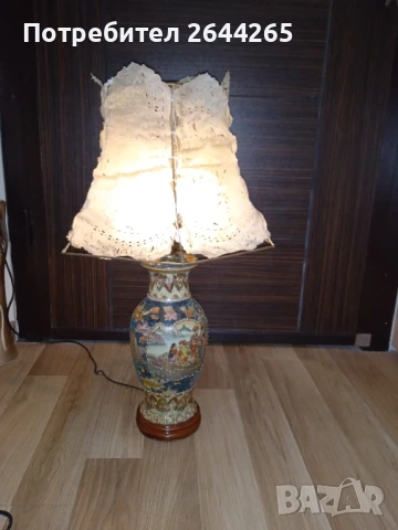 Японска Порцеланова Лампа 19 век порцелан,ръчно рисувана уникална , снимка 3 - Антикварни и старинни предмети - 50664624
