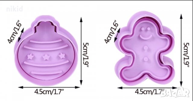 Джинджифилово човече Коледна топка пластмасов резец с бутало форма с релеф за тесто фондан, снимка 5 - Форми - 34813779