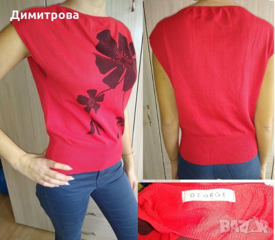 Червена блуза с цветя, снимка 1