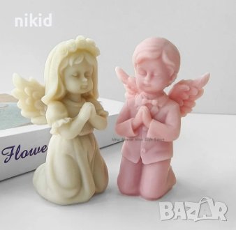 3D Голямо момиче ангел на колене с венец силиконов молд форма гипс фондан смола шоколад декор свещ, снимка 4 - Форми - 41267590