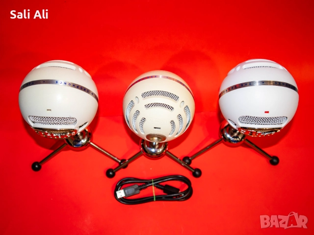 Logitech Blue Snowball бял USB кондензаторен микрофон запис стрийминг, снимка 3 - Микрофони - 51802405