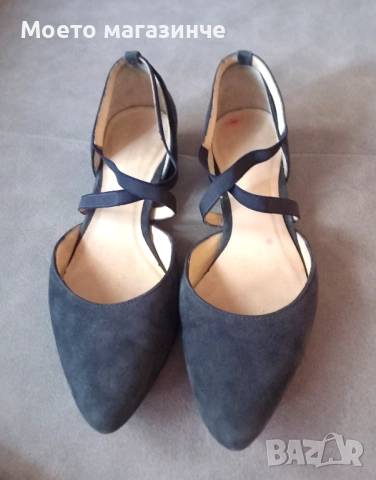 Елегантни тъмносини велурени обувки Salamander, № 38.5