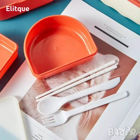 Преносима пластмасова кутия за храна на 2 нива