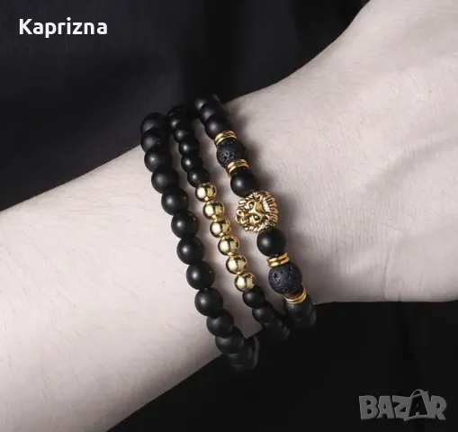 Комплект от 3 unisex гривни с естествени камъни, снимка 4 - Гривни - 47497088