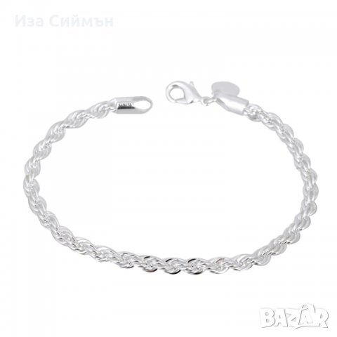 Сребърна гривна оплетка, снимка 7 - Гривни - 32502616