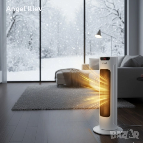 Вертикален керамичен отоплител с дистанционно и защита от прегряване, снимка 2 - Отоплителни печки - 52527206