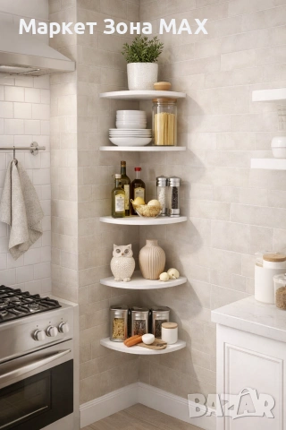 Комплект от 4 ъглови стенни рафта за съхранение – PVC, снимка 2 - Декорация за дома - 53126565